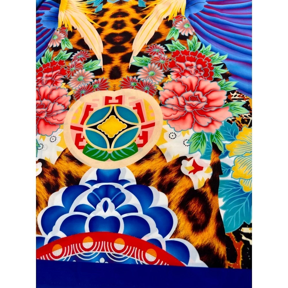 NEW Miss Lavish Muumuu Kaftan Dress Women 6-12 Leopard Floral Mrs Roper Coverup - Picture 9 of 14